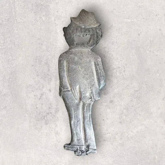 Antique 1930s Brass Tramp Bottle Opener Heavy Solid 8" Barware Double Sided Vntg - Picture 3 of 5